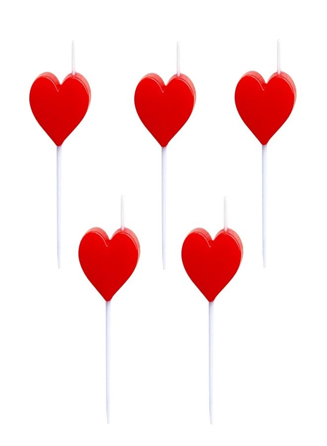Aprildecember Heart Shaped Birthday Candles, Heart Cake Candles Cupcake Topper Candles - 5 Pcs - Image 1